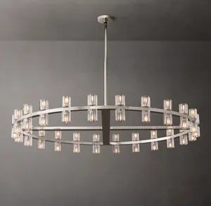 Grande lampadario circolare, decorazione del soggiorno, lampadario di cristallo di lusso moderno