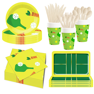 DAMAI Sport Themed Kids Birthday Party Supplies Pickleball Element <b>Disposable</b> Party <b>Tableware</b> Set Paper Napkins Cups Plates 11.5 - Product Image 5