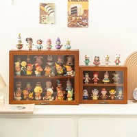 Support de Présentation Double Moderne Pop Mart Personnalisé, Boîte de Rangement Portable, Armoire en Bois Massif Anti-Poussière, Rangement Transparent pour Blind Box