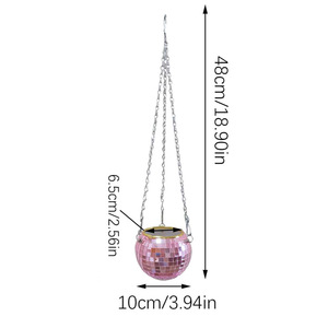 Cesto Sospeso a Sfera in Plastica Riflettente Effetto Specchio per Piante - Product Image 2