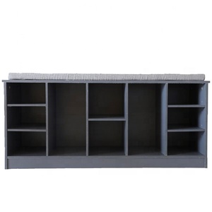 <span class=keywords><strong>Grey</strong></span> hiện đại lối vào bằng gỗ lối vào đồ nội thất Cube giày lưu trữ băng ghế dự bị với ghế đệm, giá giày với băng ghế dự bị - Product Image 2