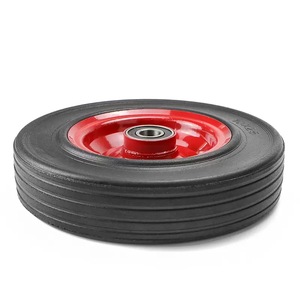 Rueda de Goma Sólida de <span class=keywords><strong>10</strong></span> <span class=keywords><strong>Pulgadas</strong></span> a Prueba de Pinchazos con Rodamiento de Bolas, Color Rojo, Tipo Plano, Dureza Suave - Product Image 2