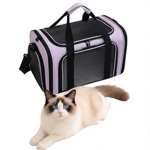 Bolsa de Transporte para Mascotas, para Gatos y Perros Pequeños, Malla Transpirable, con Asa y Correa para el Hombro, Plegable, Color Morado, Opción de Regalo - Product Image 1