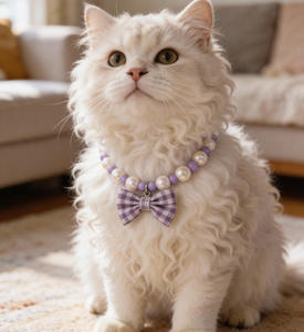 <span class=keywords><strong>Collar</strong></span> para Gato y Perro, Nuevo y Elegante, con Colgante de Lazo a Cuadros Morado - Product Image 1