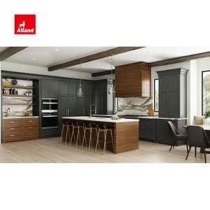 Allandcabinet Durable Style Custom Shaker Laque Gris Blanc Solide Bois Chaud Moderne Ferme Deux Tons <span class=keywords><strong>Cuisine</strong></span> Designs - Product Image 1