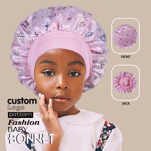 Bonnet de nuit en satin et maille pour bébé et enfant, doux et extensible, protège les cheveux fragiles contre les frisottis et la casse, cadeau promotionnel - Product Image 1