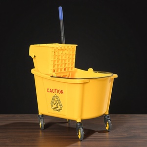 Seau <span class=keywords><strong>à</strong></span> serpillière professionnel ProMfg en plastique épaissi avec essoreuse manuelle, conception mobile, roues silencieuses, capacité <span class=keywords><strong>de</strong></span> 400 lb, réglable pour le nettoyage - Product Image 6