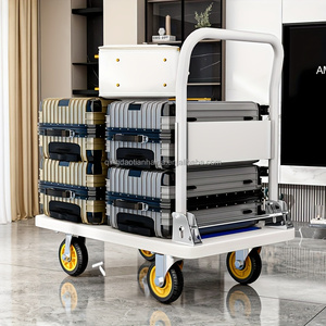 รถเข็นพับได้ OEM แบบมีแท่นวางของ  โครงเหล็กเคลือบสี  สำหรับใช้ในบ้าน  แบบสี่ล้อ - Product Image 3