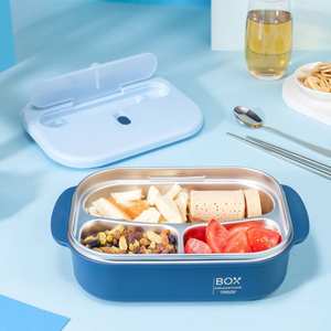 Lonchera PINKAH de 1000 ml, Bonita y Colorida, con 3 Compartimentos, de Acero Inoxidable, a Prueba de Fugas, con Palillos y Cuchara, para la Escuela - Product Image 4