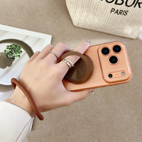 Étui de téléphone élégant à texture brossée de qualité supérieure pour iPhone 18 17 Pro Max 16 15 14 13 avec support rotatif à 360° et dragonne de protection