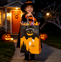 Sac en papier d'Halloween personnalisé avec logo imprimé, sac cadeau en papier kraft pour bonbons, idéal pour les fêtes, emballage de courses, vente en gros