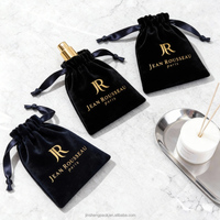 Sac à cosmétiques en velours noir, logo personnalisé, pochette à cordon anti-poussière pour bijoux, montre, rangement de cadeaux, petit sac en velours