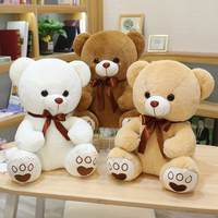 Ensemble de peluches ours en peluche mignonnes en forme de famille, animaux en peluche doux avec nœud papillon et patte brodée en forme de cœur