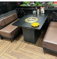 Barbecue coréen électrique sans fumée à surface plate pour l'intérieur, en acier inoxydable, avec table, pour hôtels et restaurants