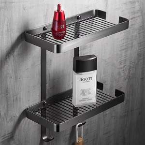 STOCCO Moderno Estante Esquinero de Acero Inoxidable Negro para Ducha, Soporte de Almacenamiento de Baño Montado en Pared para Inodoro - Product Image 5
