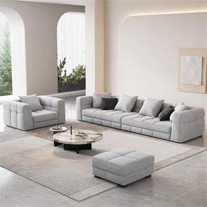 Italian Minimalist Brezza Fabric <b>Sofa</b> <b>Cream</b> Style Small Home Linen Simple Straight Row Living Room <b>Sofa</b> - Product Image 4
