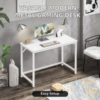 Bureau d'ordinateur, bureau de jeu, bureau à domicile pour petits espaces, 19,7x39,4x29,5 pouces, style moderne, structure métallique, blanc érable, facile à assembler