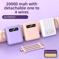 Batterie externe quatre câbles 20000 mAh grande capacité compacte portable alimentation mobile affichage LED 10W personnalisation du logo en plastique