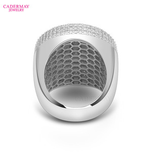 Cadermay Men's Moissanite <b>Ring</b> <b>925</b> Sterling <b>Silver</b> White Gold Plated Round Micro Pave Everyday Wear Jewelry - Product Image 5