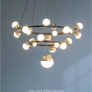 Lámpara de Araña Circular Creativa de Lujo Estilo Nórdico, Lámpara de Techo para Salón, Restaurante, Lámpara Colgante de Estilo Gran Villa, Lámpara Colgante de Frijol Mágico - Product Image 2