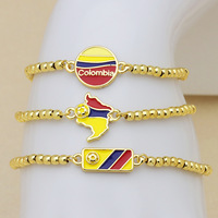 Colgante de esmalte con bandera de Colombia y Venezuela al por mayor, chapado en oro de 18 quilates, con mapa de país, conector de latón para pulseras DIY y joyería.