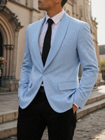 Nouvelle veste de costume formelle slim respirante pour homme 2026 avec paillettes et strass pour mariage et soirée