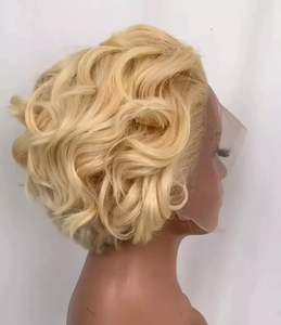 Peluca de Cabello Humano <span class=keywords><strong>Afro</strong></span> Rizado con Frente de Encaje 13x4, Doble Trama, Estilo BOB, Rubio 613, Corta, Tipo Pixie - Product Image 2