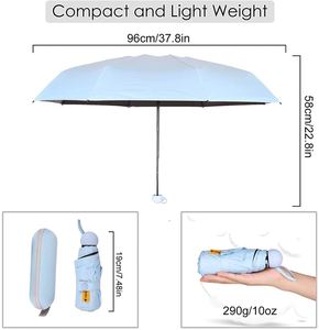 Parapluie pliant compact de voyage anti-UV avec étui, mini 5 plis, tube en fer, protection UV, personnalisable avec logo d'usine - Product Image 3
