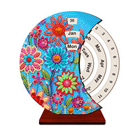 Calendrier de bureau perpétuel 5D en forme spéciale, peinture diamantée, mosaïque florale en strass de cristal, décoration de table artisanale