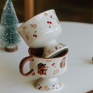 Taza <span class=keywords><strong>de</strong></span> Café <span class=keywords><strong>de</strong></span> Cerámica con Diseño <span class=keywords><strong>de</strong></span> Castor Pequeño, Color Marrón Cálido, Estilo Vintage, <span class=keywords><strong>de</strong></span> Lelyi, para Desayuno, Apta para Lavavajillas y Microondas - Product Image 5