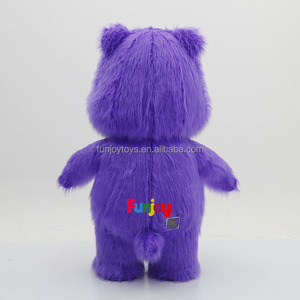 Costume de mascotte gonflable pour adulte unisexe, ours violet réaliste, combinaison intégrale à poils longs pour le carnaval - Product Image 4