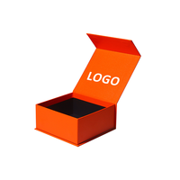 Boîte magnétique rigide rectangulaire orange avec fermeture magnétique pour emballage cadeau et artisanat