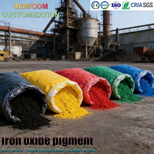 ผงสีเหล็กออกไซด์ สีแดง เหลือง ดำ น้ำตาล ส้ม เขียว น้ำเงิน สำหรับผลิตคอนกรีตและอิฐ บรรจุถุง 25 กก. - Product Image 1