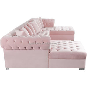<span class=keywords><strong>โซฟา</strong></span>เชิสเตอร์ฟิลด์รูปตัวยู winforce หรูหราออกแบบเฟอร์นิเจอร์หนังสีชมพูและสีขาว - Product Image 4