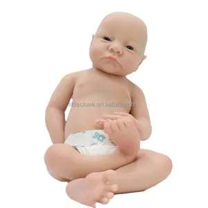 Yeni varış 18 inç gerçekçi Reborn Baby Doll el boyalı kel tam silikon yeniden doğmuş bebek bebek