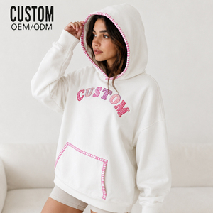 Felpa con Cappuccio da <span class=keywords><strong>Donna</strong></span> di Alta Qualità, Personalizzata, con Patchwork Ricamato, Stile Casual e Sportivo, Vestibilità Ampia - Product Image 2