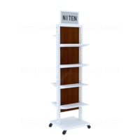 Étagère de présentation en métal double face avec roulettes, étagères réglables, support mobile au sol pour boutique