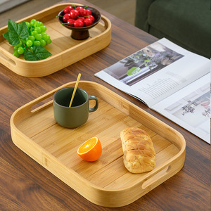Plateau de service rectangulaire en bois pour fruits et services à thé, usage domestique, salon - Product Image 3