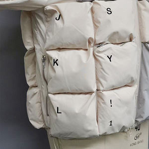 Doudoune Hiver Homme Luxe Personnalisée, Col Montant, Style Streetwear, Motif <span class=keywords><strong>Clavier</strong></span> Crème - Product Image 3