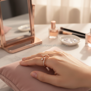 Oro rosa, P. Anillo de Plata de Ley 925 con cadena de eslabones, doble diseño - Product Image 3