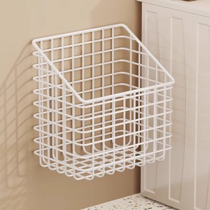 Wall Mounted Wire <b>Basket</b> Rectangle Minimalist Clothing Organizer For Bathroom Dormitory <b>Storage</b> Rack - Product Image 3
