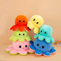 Meilleures ventes : Coussin pieuvre en peluche super doux et réversible, jouet en peluche, faible MOQ, en coton PP lavé et maille, anti-stress, réversible