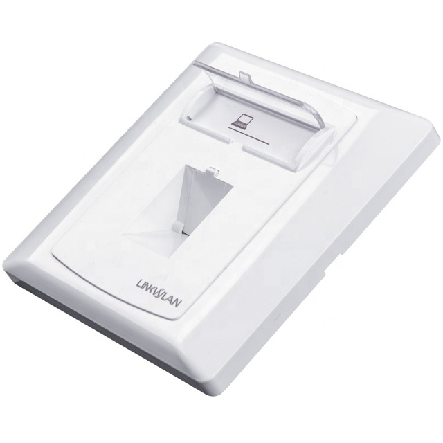 86x86mm Single-Port Network RJ45 Wallplate with Shutter Dust Proof Faceplate Bevel Keystone Jacks for RJ45 RJ11 Telecom Parts