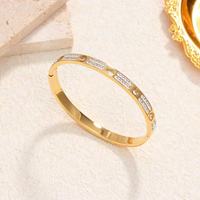 Bracelet en acier inoxydable 316L pour femme, double rangée de zircons, bijoux étanches, plaqué or PVD, vente en gros