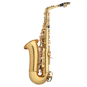 Alto <span class=keywords><strong>Eb</strong></span> Tune Saxofón Latón Laca Dorada Sax Con Estuche Boquilla 2,5 Saxofón Alto Cañas Correa de Corcho Cepillo Guantes Estuche - Product Image 4