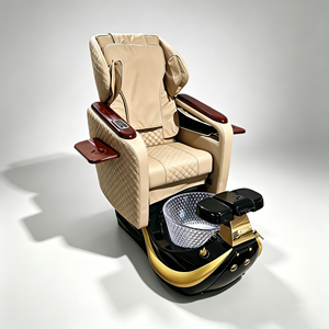 Fauteuil de pédicure électrique de luxe inclinable avec massage, fauteuil de spa pour pédicure avec bassin en verre pour les pieds et table d'appoint pour manucure - Product Image 6