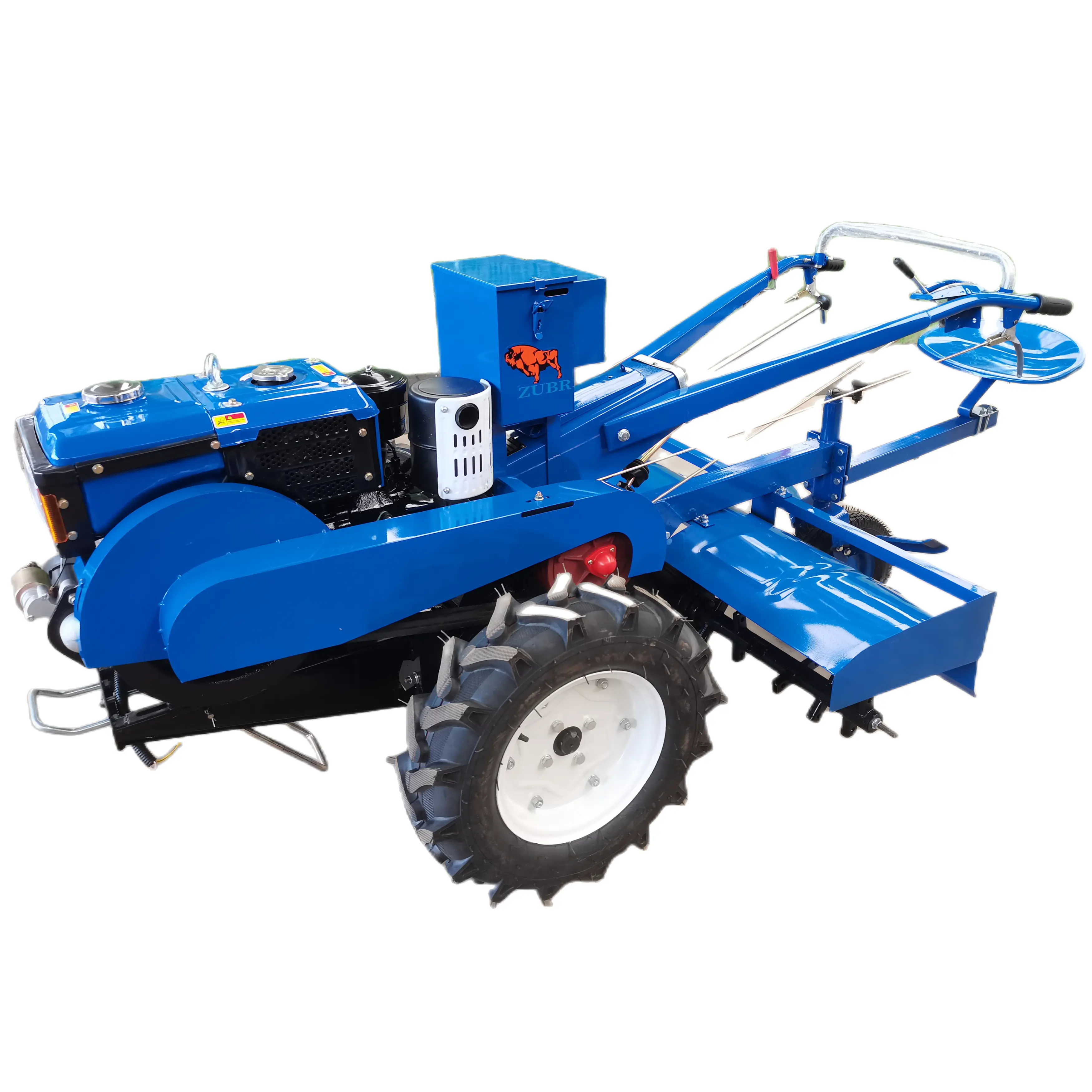 Mini trator de caminhada, cultivadores agrícolas 2 rodas trator de caminhada traçador triturador de palha e retorno milho harvester