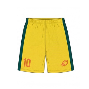 Op maat gemaakte geelgroene mesh sport shorts, ademende trainingshorts, OEM ODM - Product Image 2