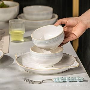 Customized Professional White Porcelain Classic Nordic Dinnerware Sets-Oven <b>Freezer</b> Safe Portable Eco-Friendly Tableware - Product Image 6