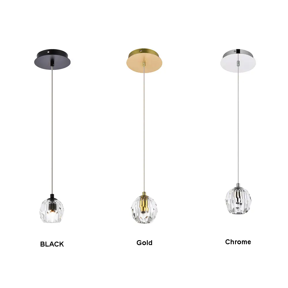 Luce pendente a testa singola con pendente in cristallo da cucina con decorazione in rame lampada a sospensione, filo di alta qualità e semplice 90 WEIYI